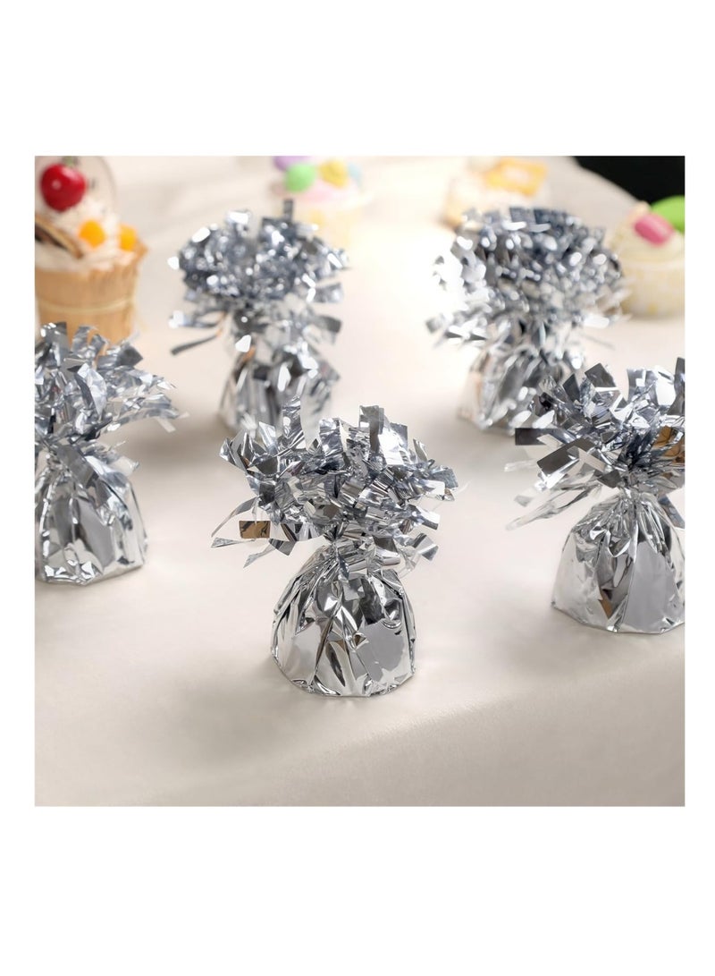 DAILYCHIC 12Pcs Metallic Silver Heavy Solid Balloon Weights Pack Holder, Table Centerpiece DIY Décor For Christmas Ramadan Birthday Party Favors Wedding Graduation, Large 6 OZ 170 G - Image 3